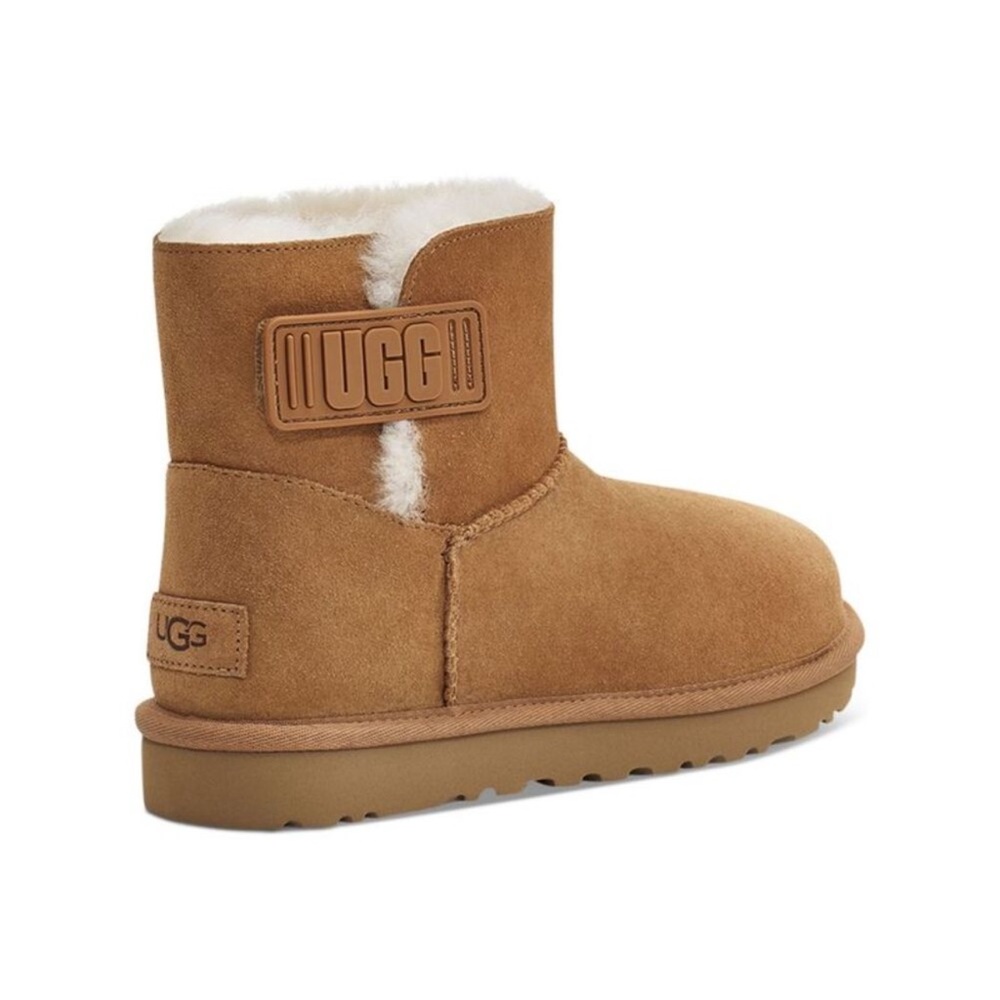 UGG Women's Mini Bailey Logo Strap Booties - Chestnut - Size 8M